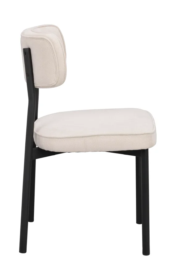 ROWICO Paisley spisebordstol - lys beige RPET-stoff og sort metall