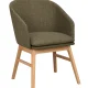 ROWICO Windham lnestol, m. armln - grn polyester og natur egetr