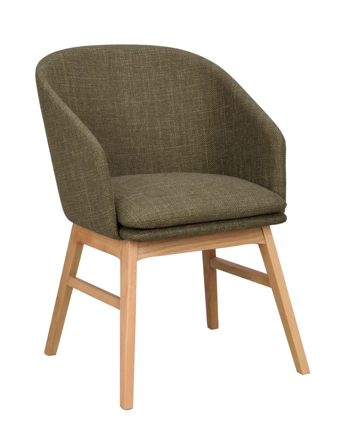 ROWICO Windham lnestol, m. armln - grn polyester og natur egetr