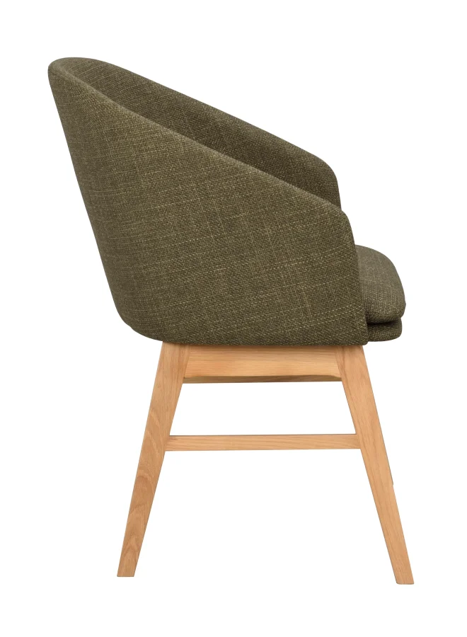 ROWICO Windham lnestol, m. armln - grn polyester og natur egetr