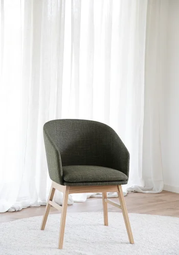 ROWICO Windham lnestol, m. armln - grn polyester og natur egetr