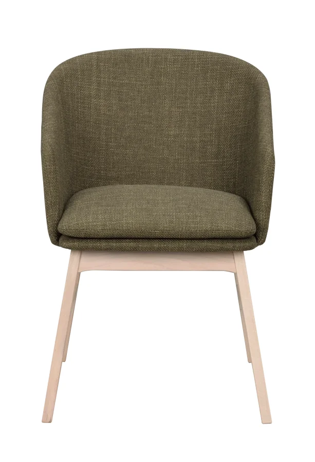 ROWICO Windham lnestol, m. armln - grn polyester og hvidpigmenteret egetr