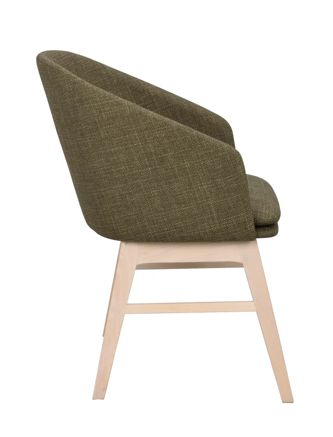 ROWICO Windham lnestol, m. armln - grn polyester og hvidpigmenteret egetr