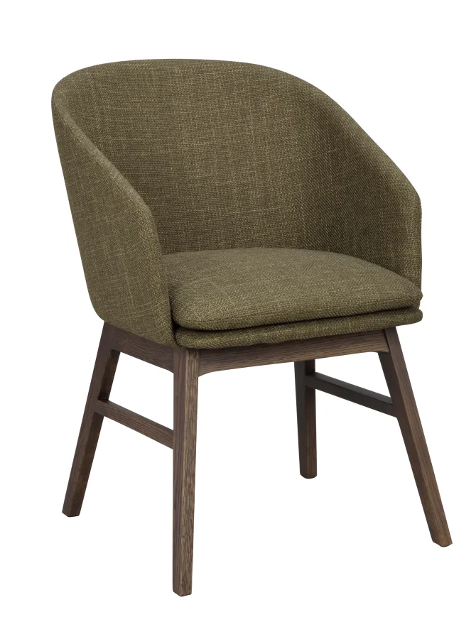 ROWICO Windham lnestol, m. armln - grn polyester og brun egetr