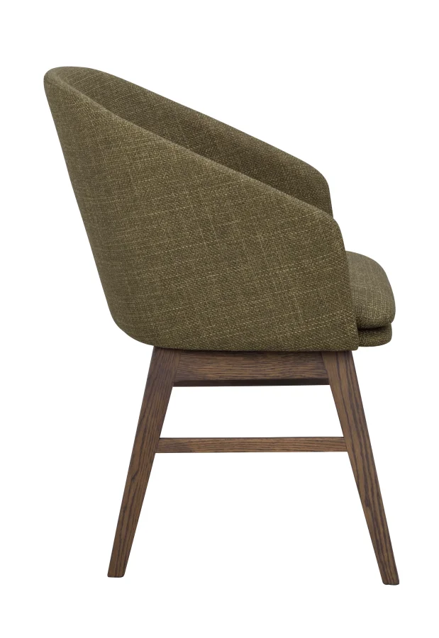 ROWICO Windham lnestol, m. armln - grn polyester og brun egetr