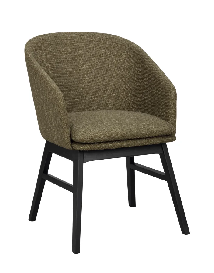 ROWICO Windham lnestol, m. armln - grn polyester og sort egetr
