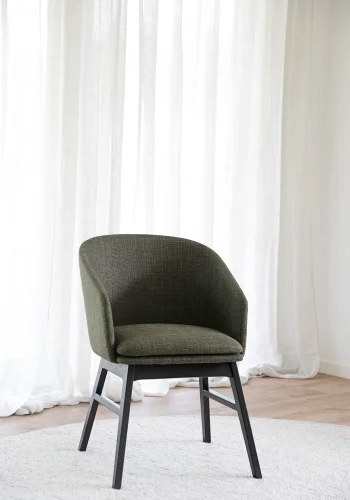 ROWICO Windham lnestol, m. armln - grn polyester og sort egetr