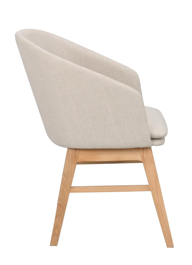 ROWICO Windham lnestol, m. armln - beige polyester og natur egetr
