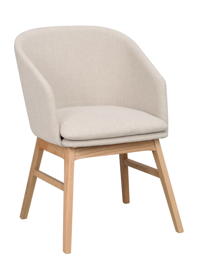 ROWICO Windham lnestol, m. armln - beige polyester og natur egetr