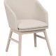 ROWICO Windham lnestol, m. armln - beige polyester og hvidpigmenteret egetr