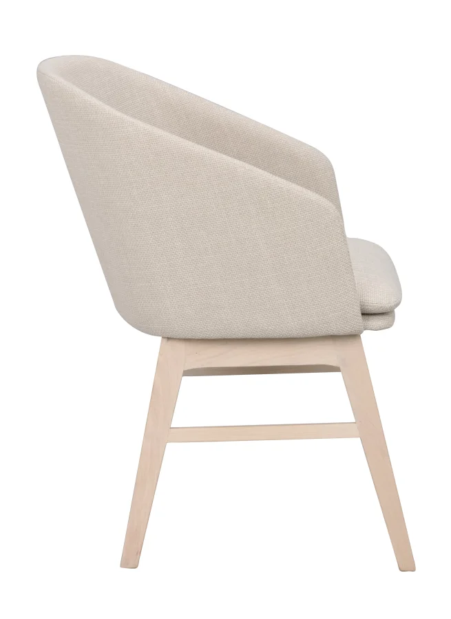 ROWICO Windham lnestol, m. armln - beige polyester og hvidpigmenteret egetr