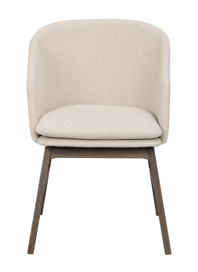 ROWICO Windham lnestol, m. armln - beige polyester og brun egetr