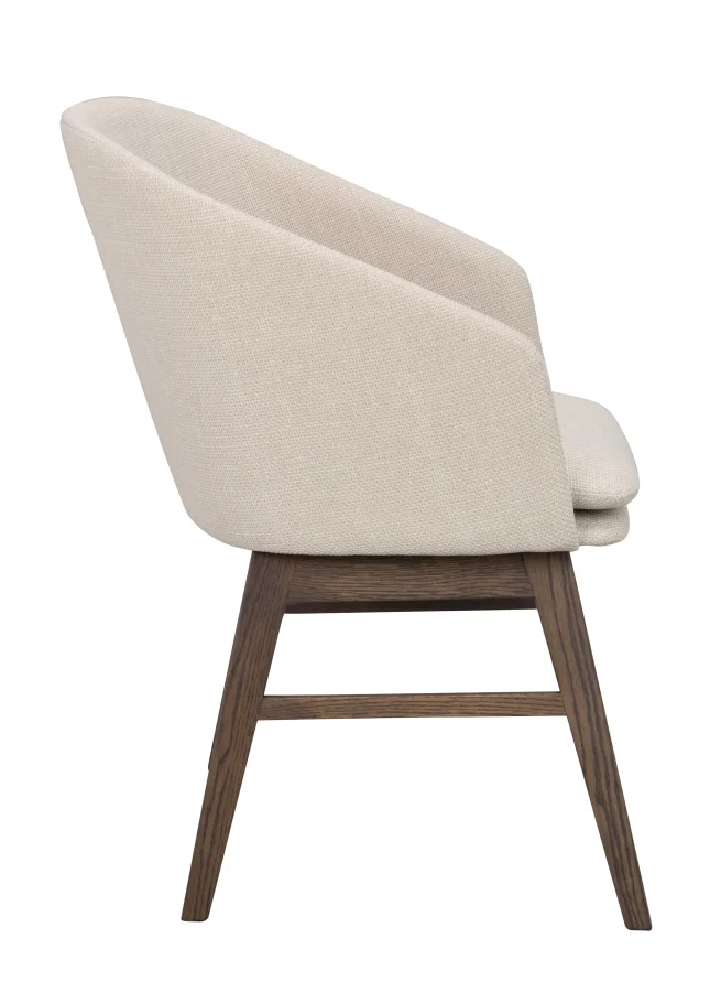 ROWICO Windham lnestol, m. armln - beige polyester og brun egetr