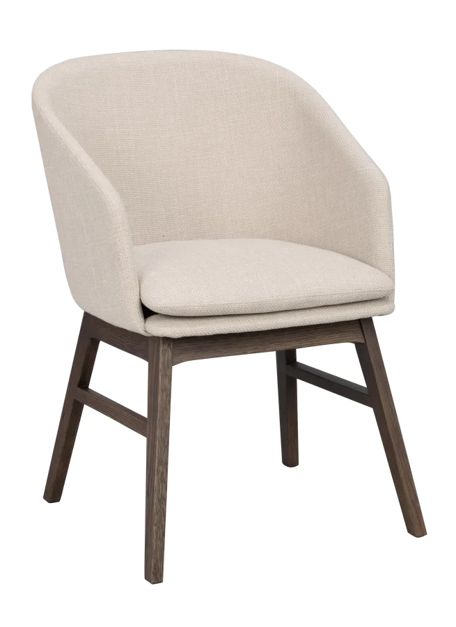 ROWICO Windham lnestol, m. armln - beige polyester og brun egetr