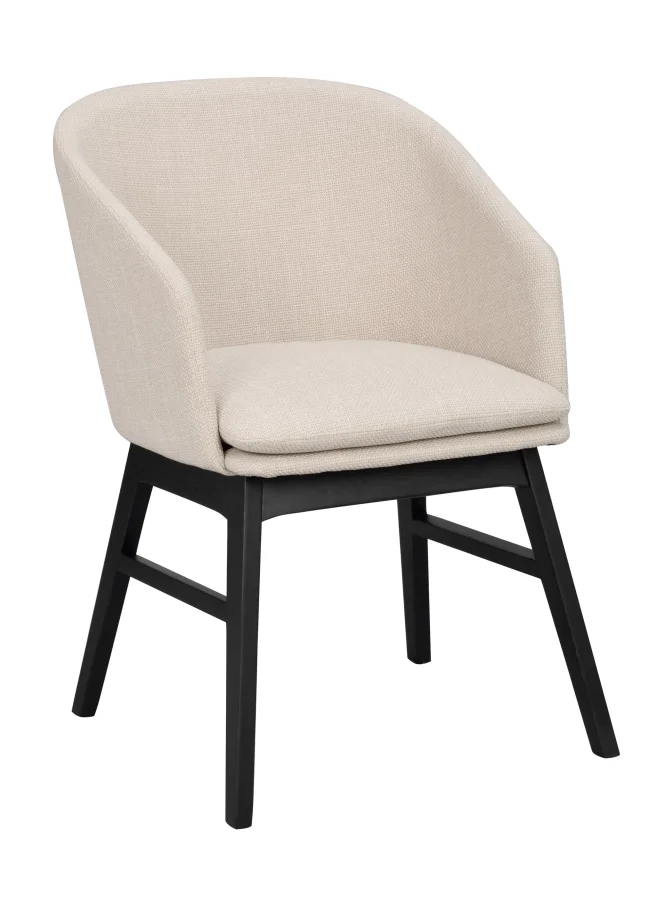 ROWICO Windham lnestol, m. armln - beige polyester og sort egetr