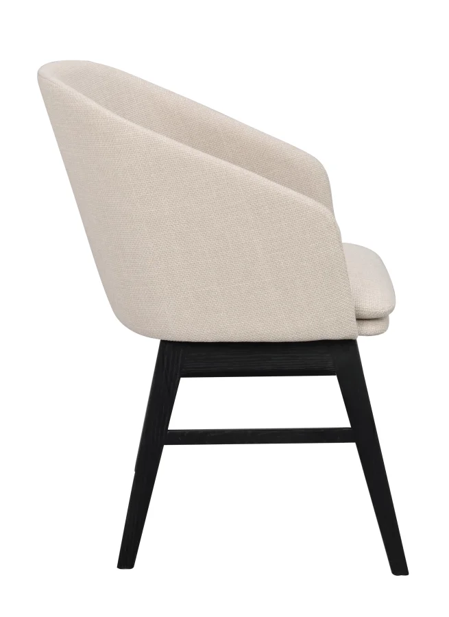 ROWICO Windham lnestol, m. armln - beige polyester og sort egetr