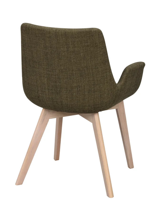ROWICO Drimsdale lenestol, med armlener - grnn polyester og hvitpigmentert eik