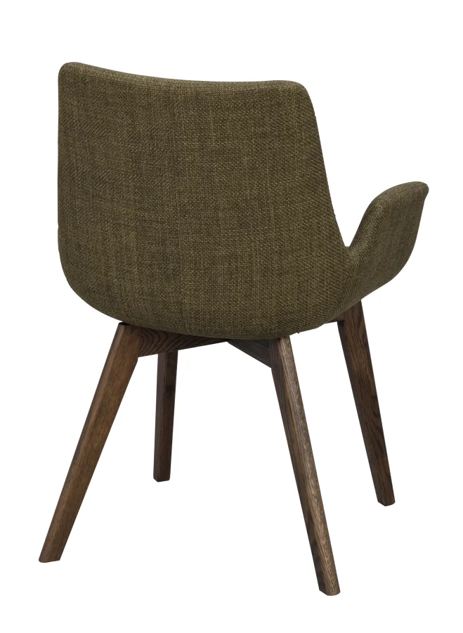ROWICO Drimsdale lenestol, med armlener - grnn polyester og brun eik