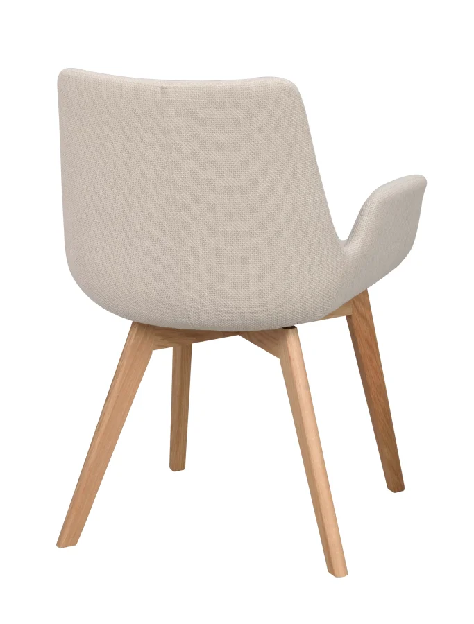 ROWICO Drimsdale lenestol, m. armlener - beige polyester og naturlig eik