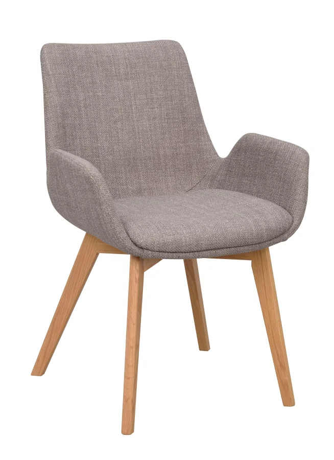 ROWICO Drimsdale lenestol, m. armlener - gr polyester og naturlig eik