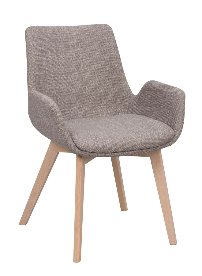 ROWICO Drimsdale lenestol, m. armlener - gr polyester og hvitpigmentert eik