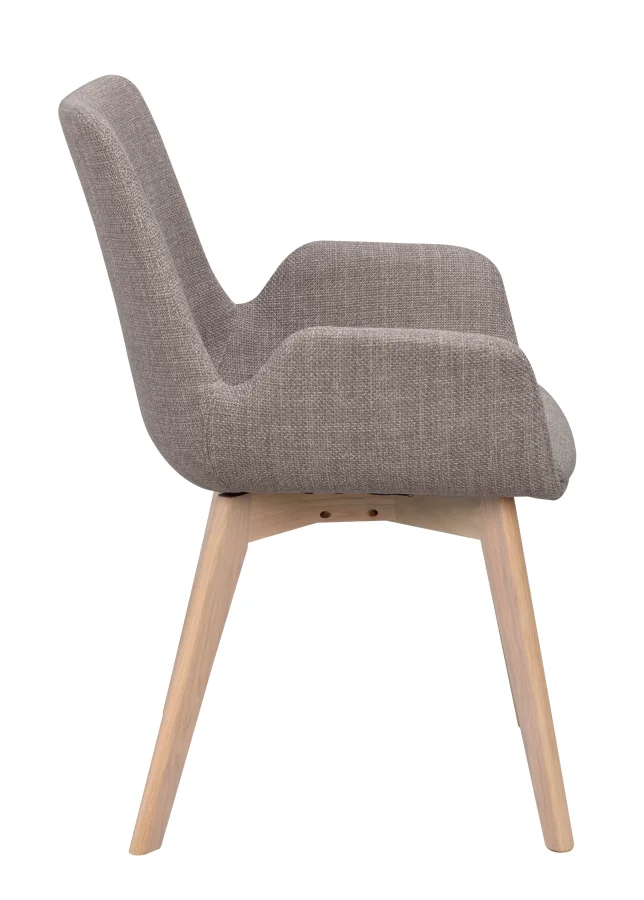 ROWICO Drimsdale lenestol, m. armlener - gr polyester og hvitpigmentert eik