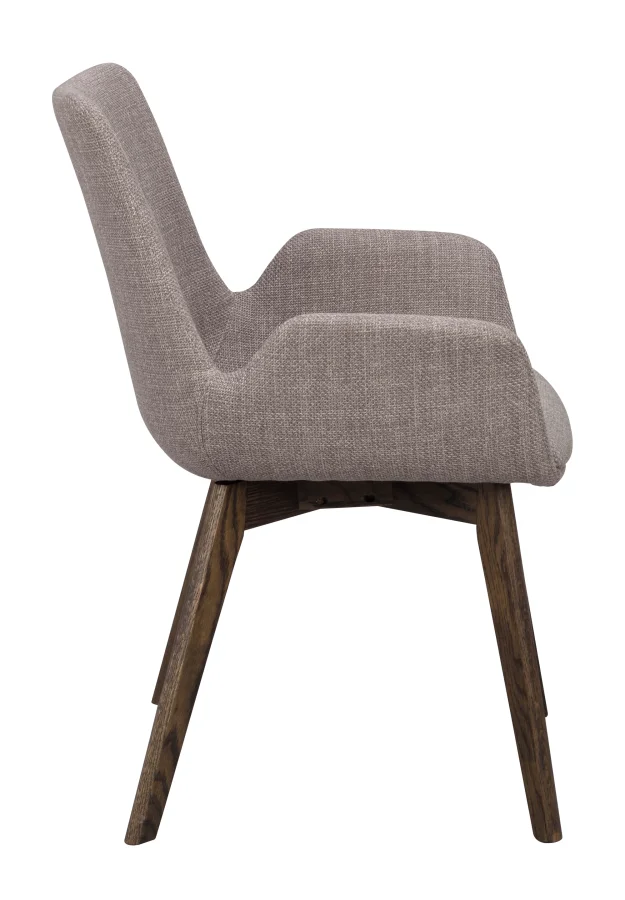 ROWICO Drimsdale lenestol, m. armlener - gr polyester og brun eik