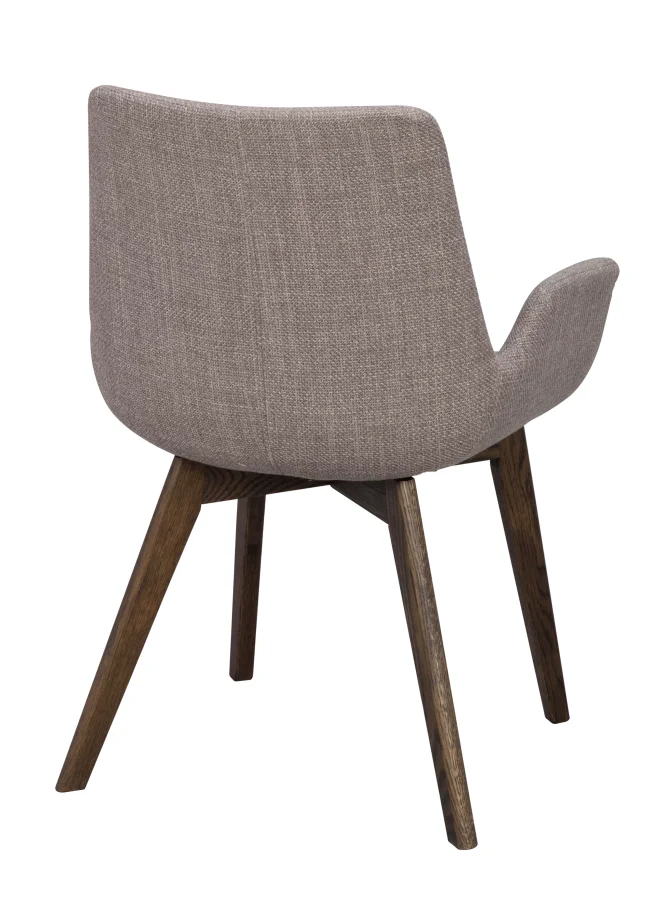 ROWICO Drimsdale lenestol, m. armlener - gr polyester og brun eik