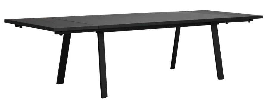 ROWICO Winnipeg spisebord, med uttrekk - svart eikefiner og svart metall (200x100)