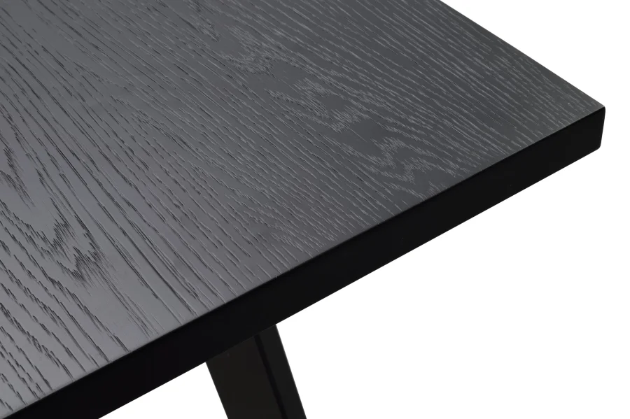 ROWICO Winnipeg spisebord, med uttrekk - svart eikefiner og svart metall (200x100)