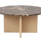 ROWICO Brooksville sofabord, rund - brun marmor og hvidpigmenteret egefinér (90)