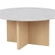 ROWICO Brooksville sofabord, rund - hvid marmor og hvidpigmenteret egefinér (90)