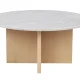 ROWICO Brooksville sofabord, rund - hvid marmor og hvidpigmenteret egefinér (90)