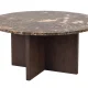 ROWICO Brooksville sofabord, rund - brun marmor og brun egefinér (90)
