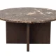 ROWICO Brooksville sofabord, rund - brun marmor og brun egefinér (90)