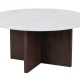 ROWICO Brooksville sofabord, rund - hvid marmor og brun egefinér (90)
