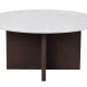 ROWICO Brooksville sofabord, rund - hvid marmor og brun egefinér (90)