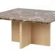 ROWICO Brooksville sofabord, kvadratisk - brun marmor og hvidpigmenteret egefinér (90x90)