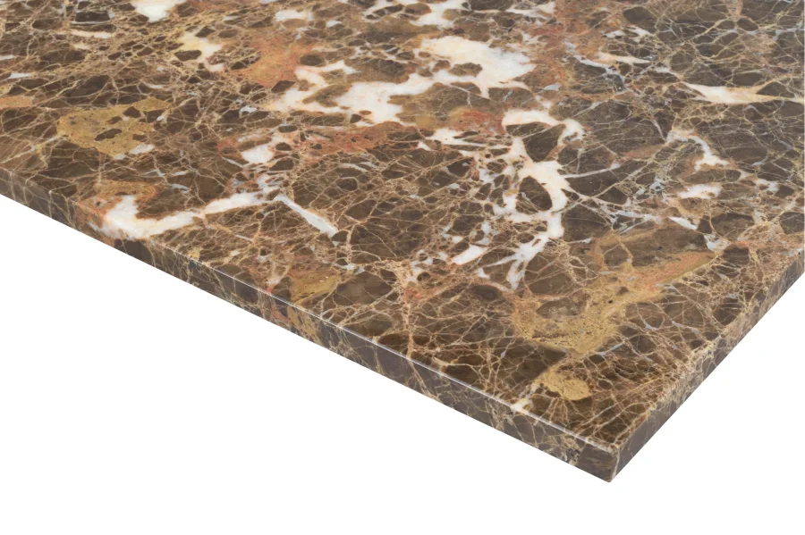 ROWICO Brooksville sofabord, kvadratisk - brun marmor og hvidpigmenteret egefinér (90x90)