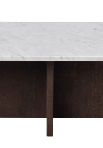 ROWICO Brooksville sofabord, kvadratisk - hvid marmor og brun egefinér (90x90)