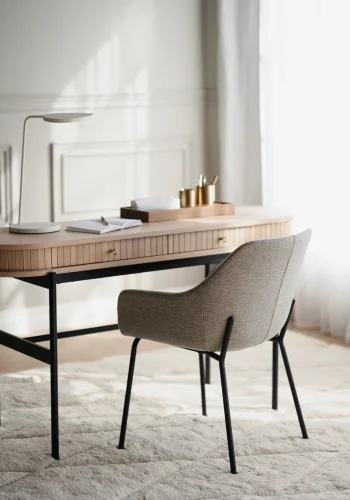 ROWICO Haddington konsollbord, m. 2 skuffer - hvitpigmentert eikefiner og svart metall (142x47)