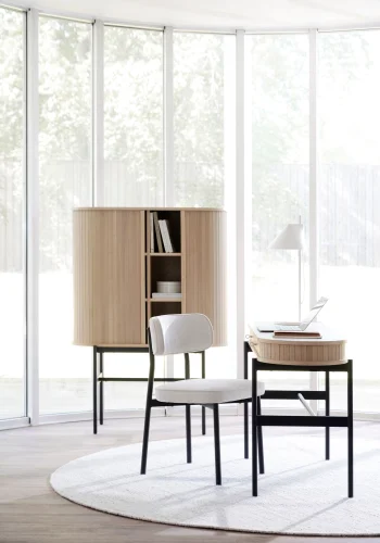 ROWICO Haddington konsollbord, m. 2 skuffer - hvitpigmentert eikefiner og svart metall (142x47)