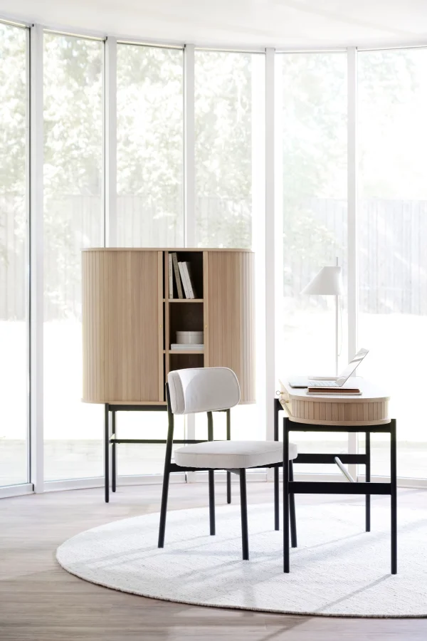 ROWICO Haddington konsollbord, m. 2 skuffer - hvitpigmentert eikefiner og svart metall (142x47)