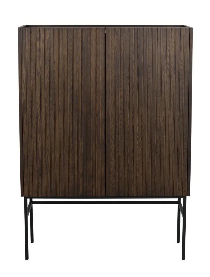 ROWICO Halifax skap, m. 2 drer og 2 hyller - brun eikefiner og sort metall