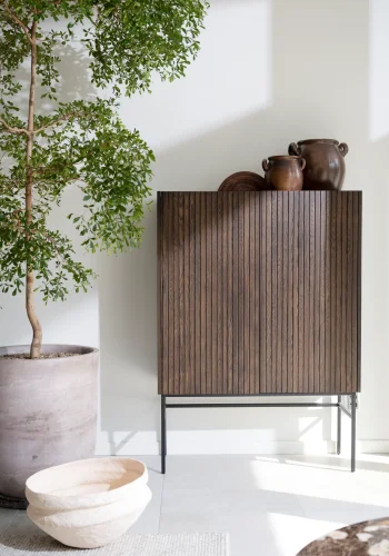 ROWICO Halifax skap, m. 2 drer og 2 hyller - brun eikefiner og sort metall