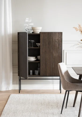 ROWICO Halifax skap, m. 2 drer og 2 hyller - brun eikefiner og sort metall