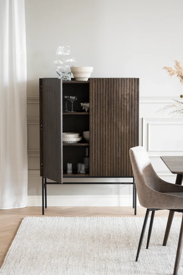 ROWICO Halifax skap, m. 2 drer og 2 hyller - brun eikefiner og sort metall