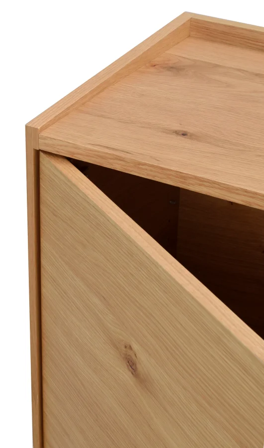 ROWICO Brewerton TV-bord, m. 3 drer og 3 hyller - naturlig villeikfiner og svart metall (160x40)