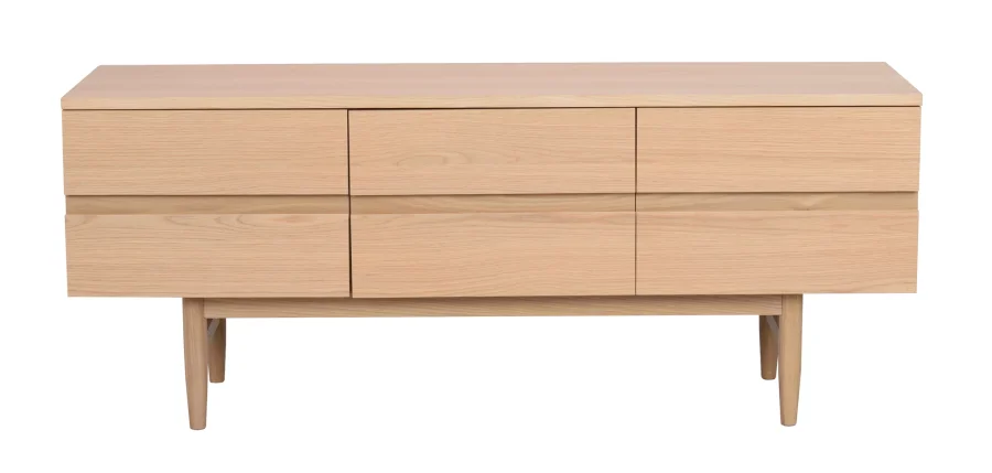 ROWICO Moresby TV-bord, m. 3 drer - hvitpigmentert eikefiner og eik (135x40)