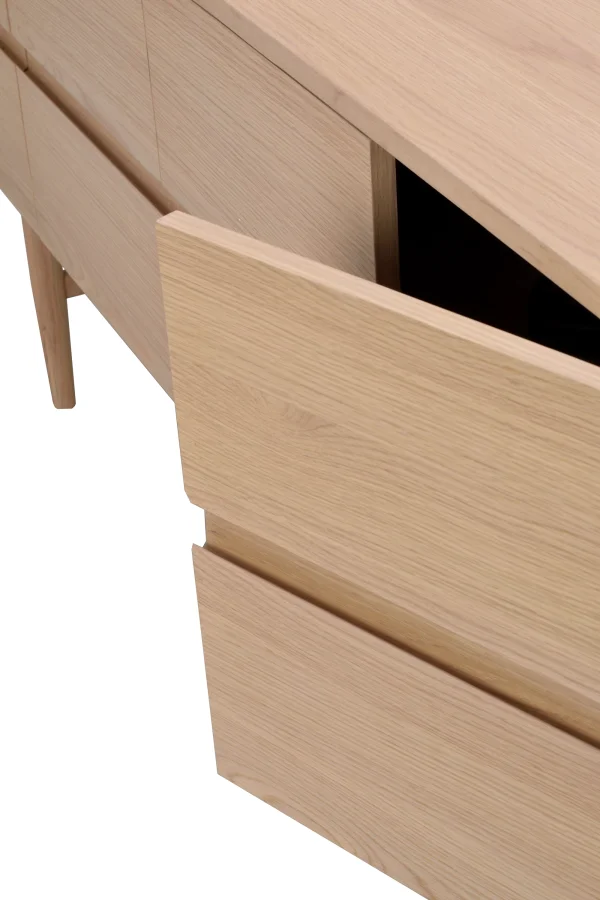 ROWICO Moresby TV-bord, m. 3 drer - hvitpigmentert eikefiner og eik (135x40)